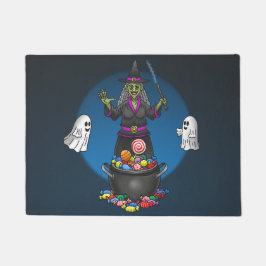 Felpudo Bruja verde y truco de fantasmas o trata Halloween