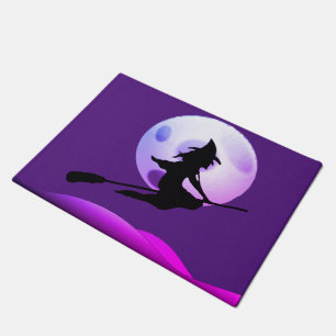 Felpudo Bruja voladora en morado