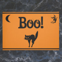¡Bruja y gato Boo! Halloween Doormat/Welcome Mat