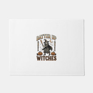 Felpudo Brujas al bate Diseño de béisbol vintage de Hallow