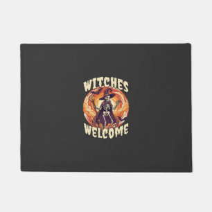 Felpudo Brujas Bienvenidas Halloween Esqueleto Bruja Escob