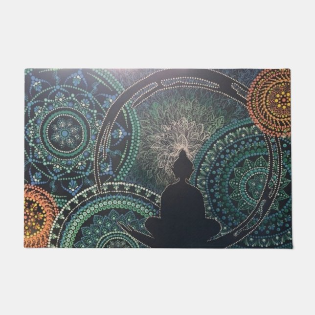 Felpudo Buda, Dot Art Mandala, Meditación (Anverso)