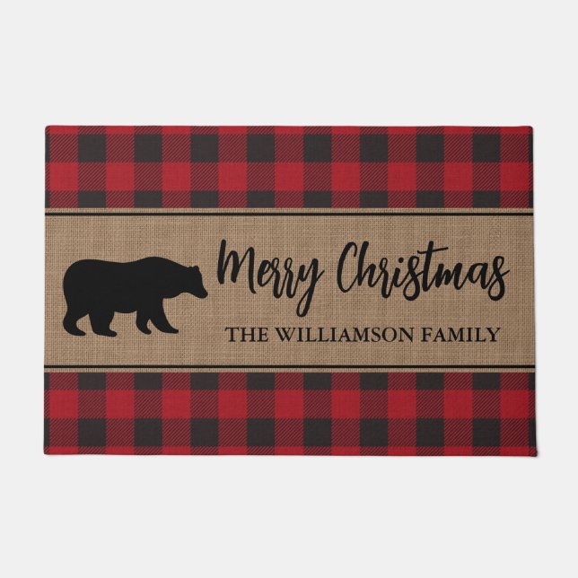 Felpudo Búfalo Rojo Jugado Feliz Navidad (Anverso)