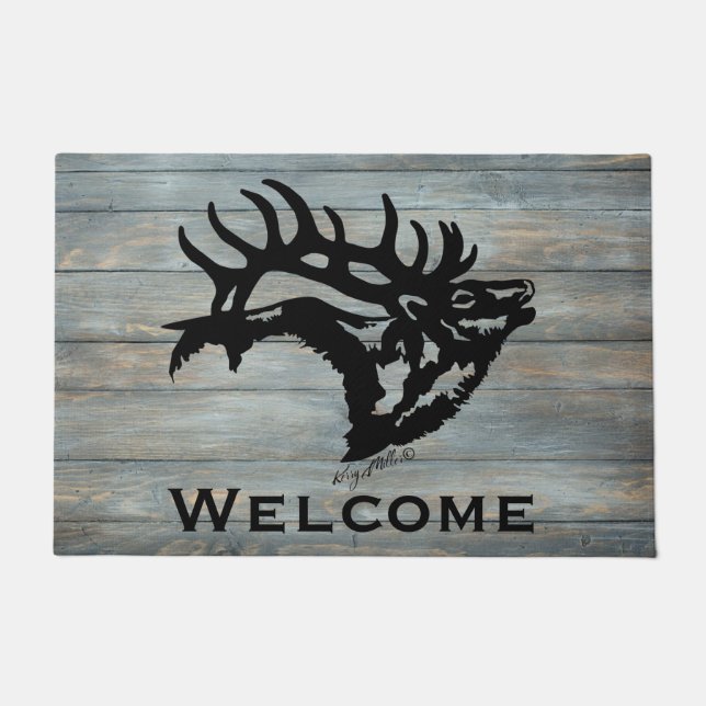 Felpudo Bugling Bull Elk (Anverso)