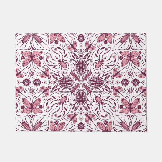 Felpudo Bugs, magenta oscuro y rosa sobre blanco (Anverso)