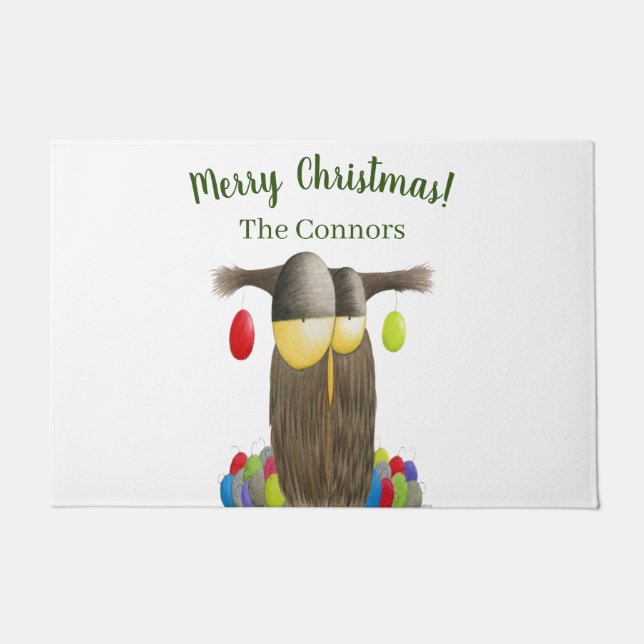 Felpudo Búho de vacaciones de corte (Anverso)