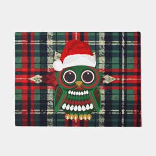 Felpudo Búho Navideño Lindo a Cuadros Acogedor Festivo Vac