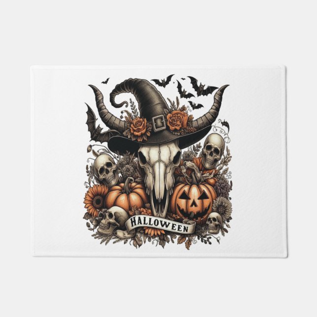 Felpudo Bull Skull Halloween Cow (Anverso)