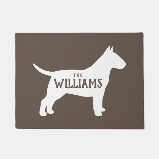 Felpudo Bull Terrier Silhouette Bienvenida Mat Personaliza (Anverso)