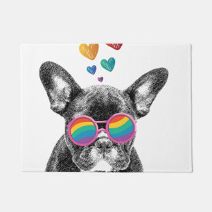 Felpudo Bulldog francés con El día de San Valentín de cora