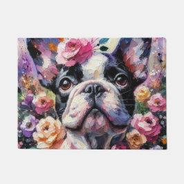 Felpudo Bulldog francés con Rosas Pintura impresionista