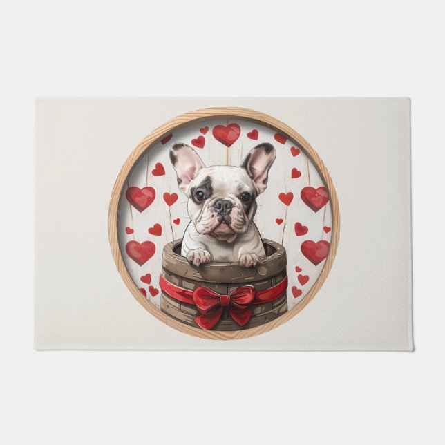 Felpudo Bulldog francés de San Valentín (Anverso)