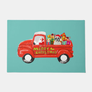 Felpudo Bulldog francés en camión de entrega de Navidades