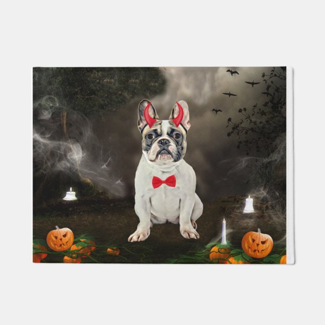 Felpudo Bulldog francés en Halloween (Anverso)