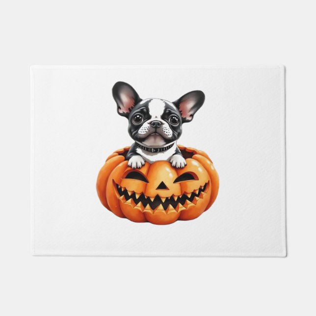 Felpudo Bulldog francés Happy Halloween calabaza Classic T (Anverso)