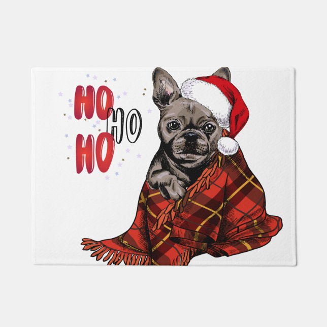 Felpudo Bulldog francés Ho Ho Ho Ho Doormat (Anverso)