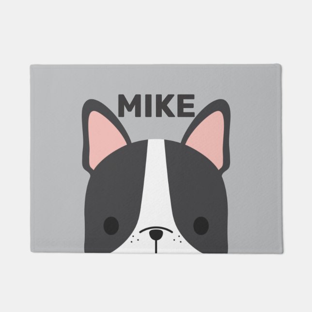 Felpudo Bulldog francés lindo con nombre personalizado (Anverso)