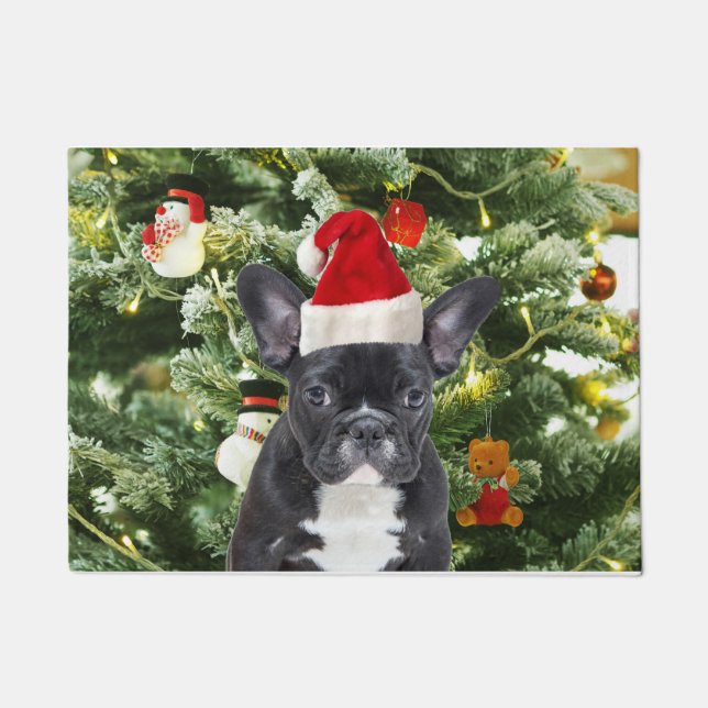 Felpudo Bulldog francés Ornamenta árbol de Navidad Snowman (Anverso)