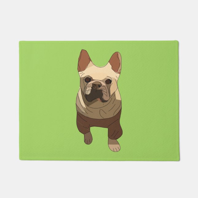 Felpudo Bulldog Francés, Verde Lima (Anverso)