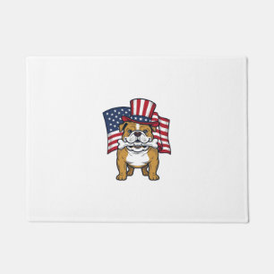 Felpudo Bulldog Patriótico Con Diseño De Vector De Bandera