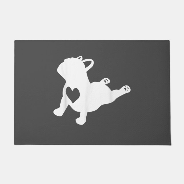 Felpudo Bulldog Yoga Pose Love Heart Workout Regalo (Anverso)