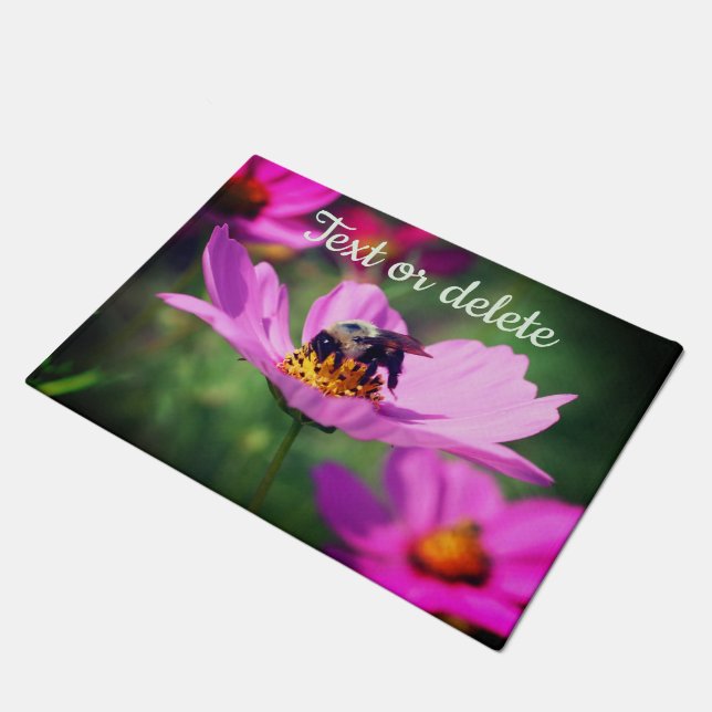 Felpudo Bumble Abeja En Flor Cosmos Rosa Personalizada (Angular)