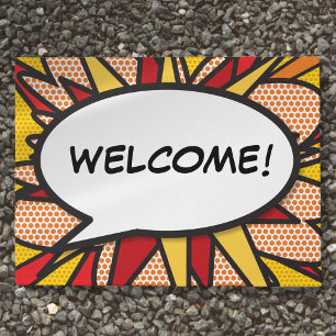 Felpudo Burbuja de diálogo de cómic personalizada WELCOME