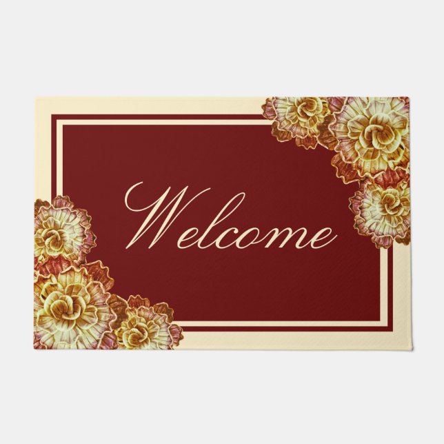 Felpudo Burgundy & Cream Elegance 24"x36" Door Mat (Anverso)