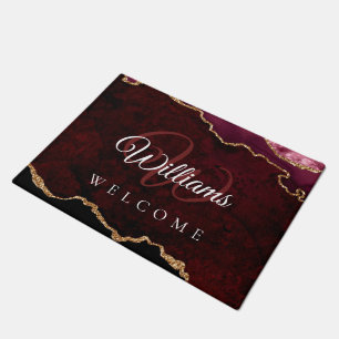 Felpudo burgundy y oro agato monograma doormat para el hog