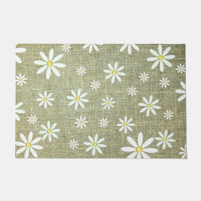 Felpudo Burlap Daisy Door Mat (Anverso)