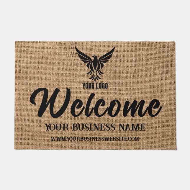 Felpudo Burlap Personalizado Business Company logotipo cor (Anverso)