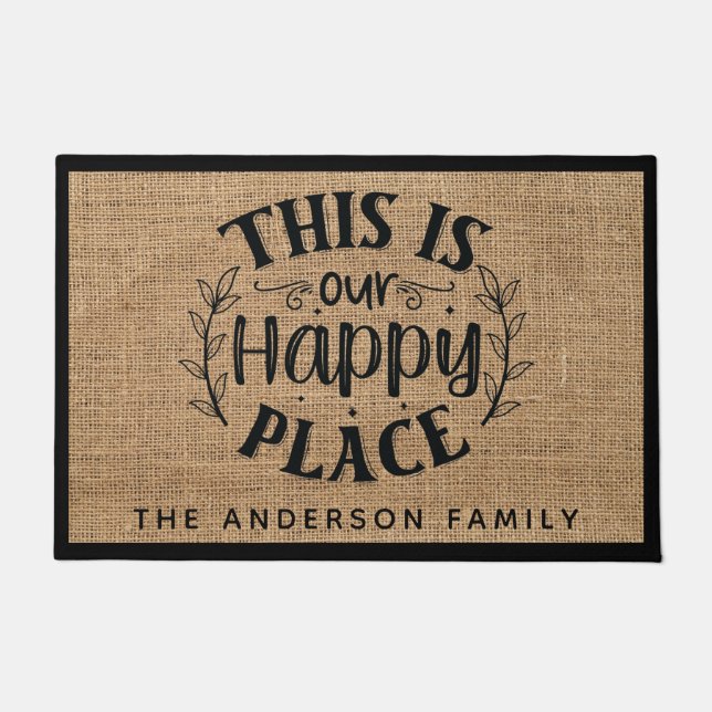 Felpudo Burlap, un país rústico, este es nuestro lugar fel (Anverso)