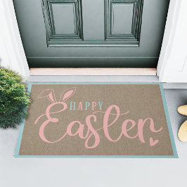 Felpudo Burlap Y Pastels Feliz Pascua Con Arejas Confitada