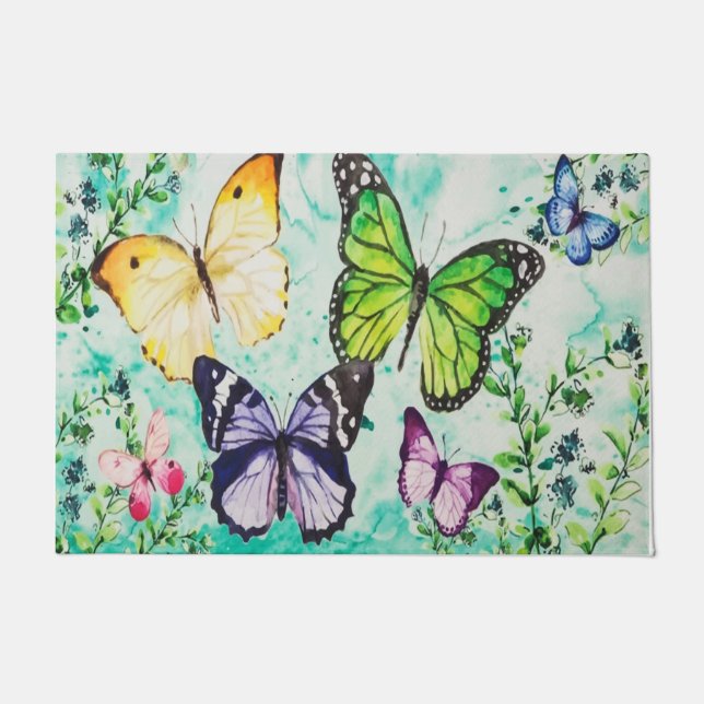 Felpudo Butterfly Lovers Doormat, Butterflies Mat Gift (Anverso)