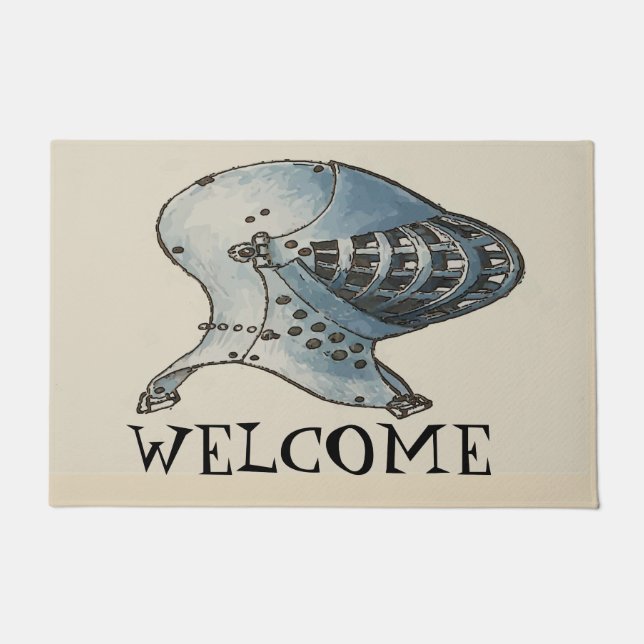 Felpudo Caballero medieval, añada texto Doormat (Anverso)