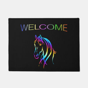 Felpudo Caballo arco iris Bienvenida Mat