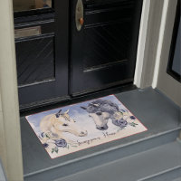 Caballo azul gris con flores nombre personalizado