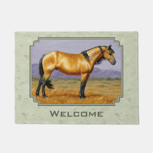 Felpudo Caballo Buckskin Mustang Stallion Sage Green