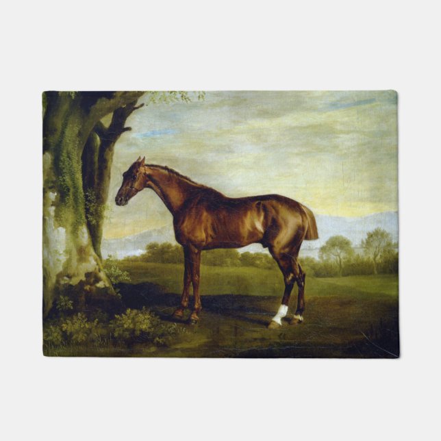 Felpudo Caballo de castaño en un paisaje (George Stubbs) (Anverso)