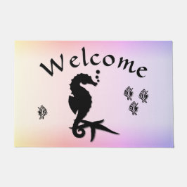 Felpudo Caballo de mar en la bienvenida rosa