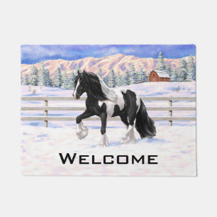 Felpudo Caballo de Vanner de Black Pinto Piebald Gypsy