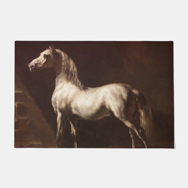 Felpudo Caballo gris de manzana (por Théodore Géricault) (Anverso)