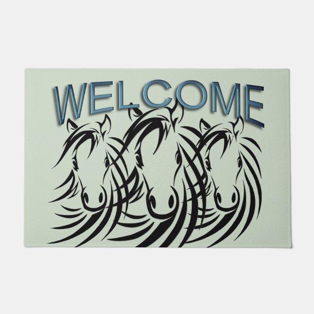 Felpudo Caballo negro de cabeza verde (Anverso)