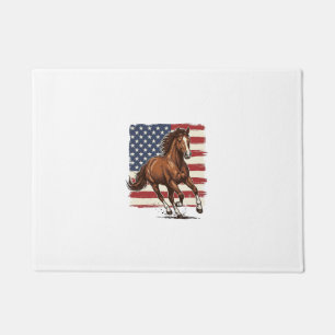 Felpudo Caballo Patriótico Diseño Vectorial Western Vintag