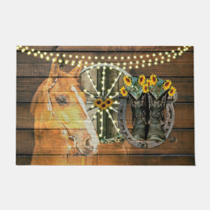 Felpudo Caballo Rústico Sunflowers Wagon Wheboy Boots