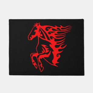 Felpudo Caballo salvaje del Bronco Rojo Flamante Mustang