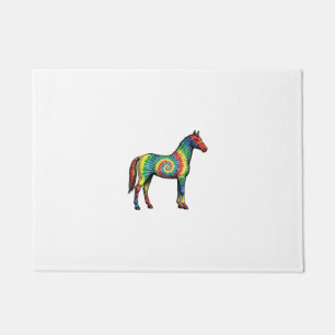 Felpudo Caballo Tie Dye Grabado Antiguo Arte Vectorial