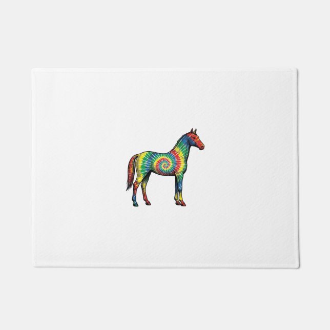 Felpudo Caballo Tie Dye Grabado Antiguo Arte Vectorial (Anverso)