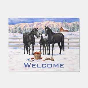Felpudo Caballos del Barrio Negro en Nieve