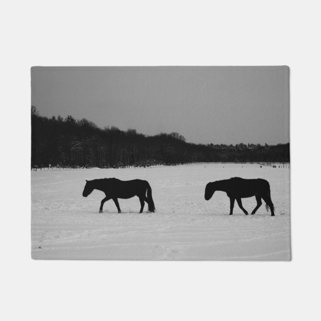 Felpudo Caballos En La Nieve Dmcna (Anverso)